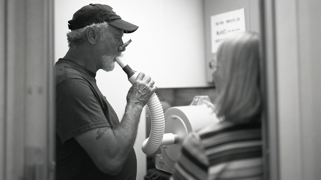 Coal miners are tested for black lung at a clinic in West Virginia.